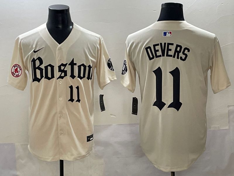 Men 2025 Boston Red Sox 11 Devers Cream Five generations Joint Name Nike MLB Jersey style 10
